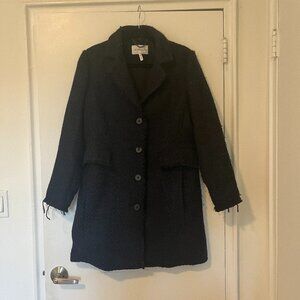 BCBGeneration Blue and Black Distressed Tweed Coat